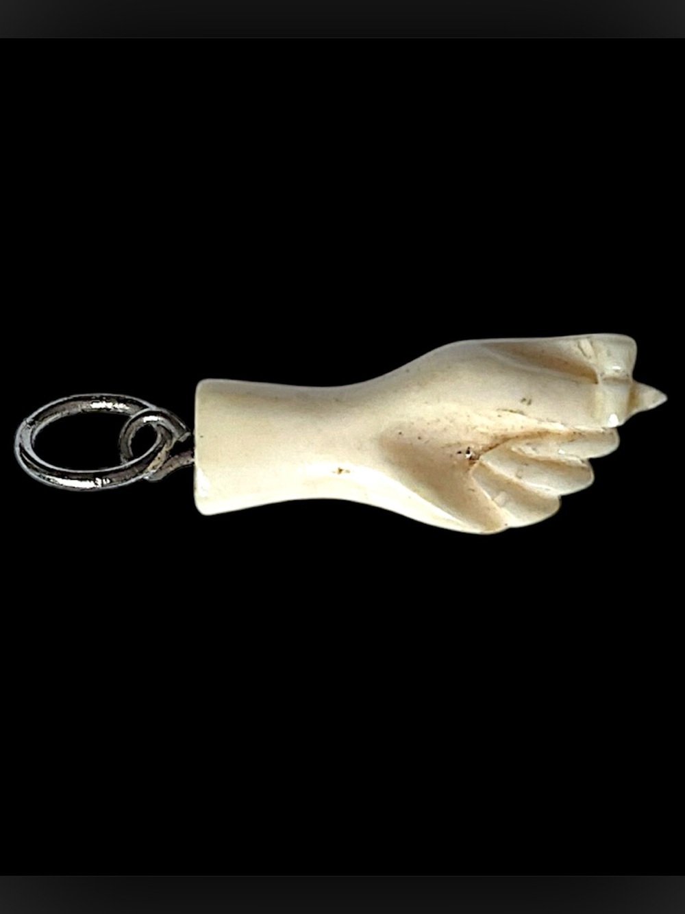 Antique Victorian Figa Fist Carved Bovine Bone Pendant